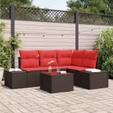 vidaXL Set de canapele pentru grădină cu pernă 5 pcs Maro poliratan 3347054