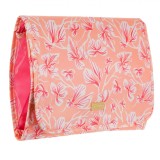 Portfard Călătorie, Model Floral, Dimensiuni 29x23 cm, Culoare Somon, &Icirc;nchidere Magnetică, Oem