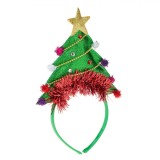 Coroniță Crăciun, Verde, Pompon Colorat și &Uuml;esătură Roșie, Stea Aurie