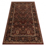 Covor de l&acirc;nă KASHQAI 4348 300 cadru, oriental vin roșu, 80x160 cm, Dreptunghi, Lana