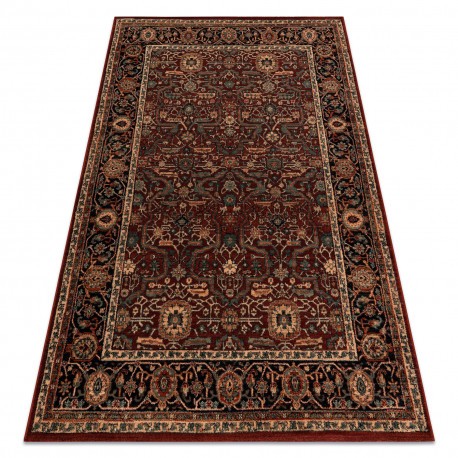 Covor de l&acirc;nă KASHQAI 4348 300 cadru, oriental vin roșu, 80x160 cm