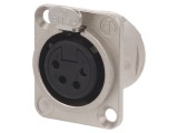 Soclu XLR Mamă 4 Pin pentru Montare pe Panou, Neutrik
