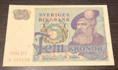 P-51d Suedia - 5 Kronor 1981 UNC foto