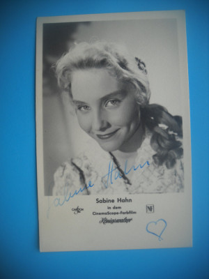 HOPCT 444 X SABINE HAHN -AUTOGRAF-ACTORI SI ARISTI CELEBRI-ANII 50 foto