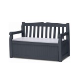 Bancă de grădină/depozitare din plastic Eden Garden 265L, gri-grafit deschis