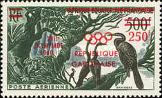 Gabon 1960 - Jocurile Olimpice Roma, supratipar pe pasare, neuza foto