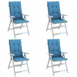vidaXL Perne scaun spătar &icirc;nalt 4buc melanj albastru 120x50x4cm textil
