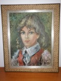 Tablou pictura ulei pe panza YNGVE LIDSTR&Ouml;M portret de fata semnat 1974 Suedia, Portrete, Realism