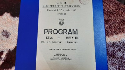 program CSM Drobeta Tr. SEverin - Metalul Buc. foto