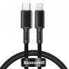 Cablu Date si Incarcare USB-C - Lightning Baseus High Density Braided, 20W, 1m, Negru CATLGD-01, Apple