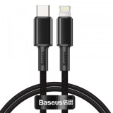 Cablu Date si Incarcare USB-C - Lightning Baseus High Density Braided, 20W, 1m, Negru CATLGD-01, Apple