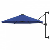 Umbrelă de soare de perete cu st&acirc;lp metalic, albastru, 300 cm
