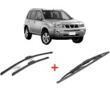 Cumpara ieftin Set 3 stergatoare NISSAN X-TRAIL I (T30) din 2001 - 2013, pentru parbriz si luneta fata si spate auto, Bosch Twin, din cauciuc siliconat rezistent, NI
