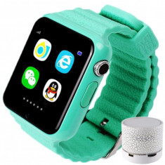 Smartwatch cu GPS Copii si Seniori iUni V8K, Pedometru, Touchscreen 1.54 inch, BT, Notificari, Camera, Green + Boxa Cadou foto