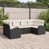 vidaXL Set 6 Piese Canapea Grădină cu Perne Negru Ratan Sintetic