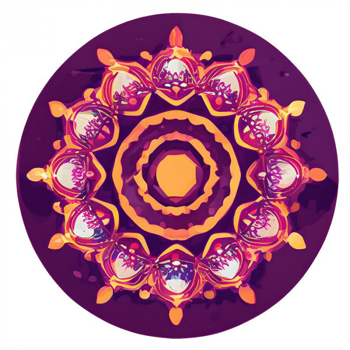 Sticker decorativ Mandala, Mov, 60 cm, 8106ST