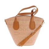 Geanta din piele ecologica cu bareta maro