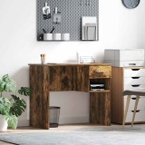 VidaXL Birou cu stocare, stejar afumat 90x49.5x75 cm lemn ingineresc