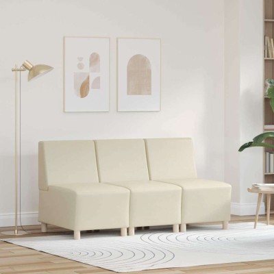 Unitate Sofa Modulară Fără Brațe 3 pcs Crem 55 x 74 x 82 cm foto