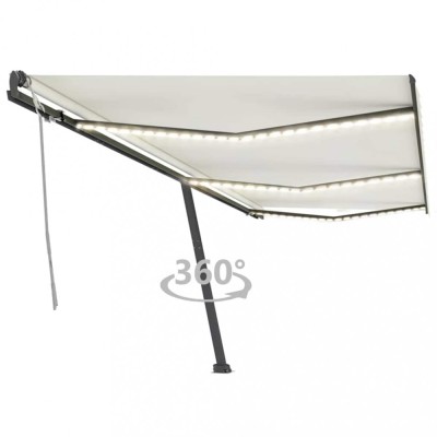 Copertina retractabila manual cu LED, crem, 600x300 cm foto