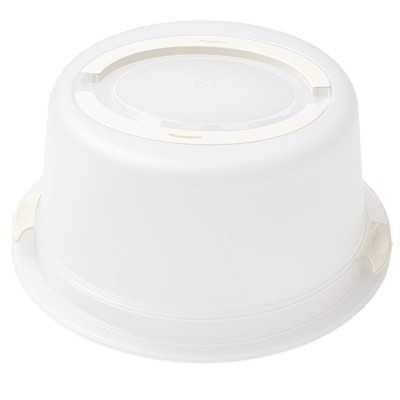 Platou rotund Pufo Cookies cu capac transparent pentru servire torturi, prajituri, briose, &amp;Oslash; 29 cm, crem foto