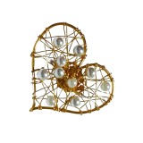B231. Bijuterii dama, inel inimioara usor supradimensionat, perlute, gilt auriu