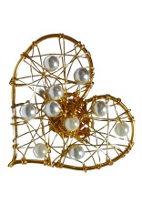 B231. Bijuterii dama, inel inimioara usor supradimensionat, perlute, gilt auriu