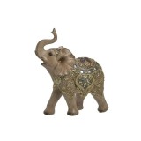 Elefant din rasina Brown Golden 23 cm x 10 cm x 26 cm, Inart