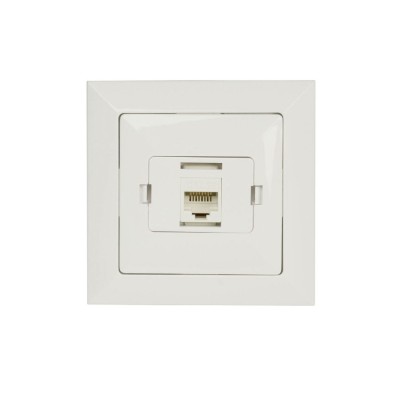 Priza internet Perla GTP-10P LSA/GTP-18C, cat. 6, incastrata, rama inclusa, alba foto