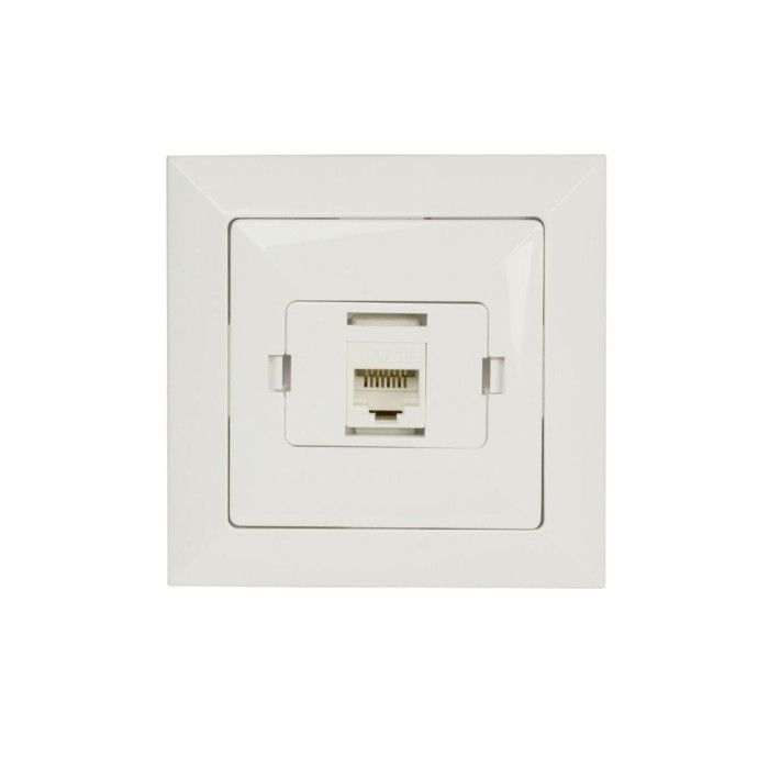 Priza internet Perla GTP-10P LSA/GTP-18C, cat. 6, incastrata, rama inclusa, alba