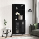 VidaXL Dulap &icirc;nalt, negru, 69,5x34x180 cm, lemn compozit