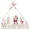 Decoratiune Craciun Lemn Mos Craciun Glitter Multicolor 30cm, Tablita Merry Xmas, Ornament Brad/Usa/Perete
