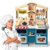 Bucatarie Copii WePro Store: Apa, Abur, Lumini, Sunete Reale +77 Accesorii Gatit, Albastra, 3 Ani+