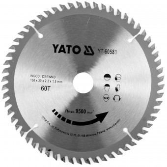 Disc pentru lemn Yato YT-60581, diametru 160 mm, cu pastile widia foto