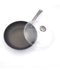 Tigaie non-stick cu capac sticla 28cm gri Tigaie non-stick cu capac sticla 28cm gri