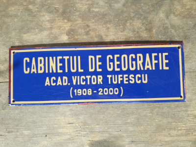 HST Tablă emailată Cabinetul de geografie pentru decor foto