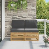 vidaXL 2 Bucată Canapea Medie pentru Exterior Lemn Solid de Acacia Alb 901501