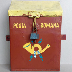 Cutie postala metalica vintage, inscriptionata Posta Romana, cu lacat anii 70