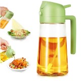 Sticlă dozator ulei 2-&icirc;n-1 cu pulverizare și turnare, recipient din sticlă transparentă, sistem anti-scurgere