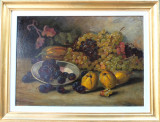 Cumpara ieftin Elena M&uuml;ller-Stăncescu-Natură statică cu fructe, tablou pictat &icirc;n ulei (1940), Natura statica, Realism