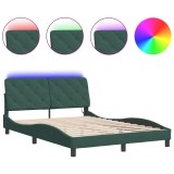 Cumpara ieftin Cadru de pat cu LED fara saltea, verde inchis, 120x200 cm, catifea