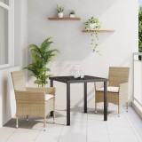 Set de Masă pentru Grădină vidaXL 3 Piese cu Perne Ratan Poli Bej