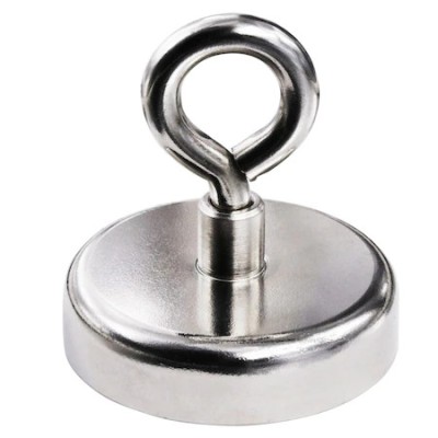Magnet fishing puternic neodim D75mm cu carlig inelar forta 140kg foto