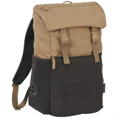 Rucsac Laptop, Field &amp;amp; Co by AleXer, VE, 15 inch, 16 oz bumbac panza, bej, antracit, breloc inclus din piele ecologica si metal foto