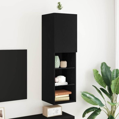 vidaXL Cabinet TV Negru 30.5 x 30 x 102 cm Lemn compozit foto