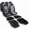 Set Huse Auto + Covorase Ro Group, 16 Piese, Universale, Poliester, Negru/Albastru/Gri/Rosu, Husa Volan + Protectii Centura