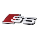 Emblema Sline S5 Crom Rosu Portbagaj Audi 8x3 cm Metal Auto Adeziva