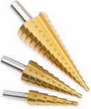 Set 3 Burghie Trepte HSS Titan Metal 4-10mm, 4-20mm, 4-32mm - Lemn, Plastic, Otel, Alama, Masina Gaurit