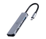 DOCKING Station Gembird universal,6-in-1, conec PC USB Type C, USB-C x 1, USB-A 2.0 x 3, HDMI x 1, SD card, argintiu &quot;A-CM-COMBO6-02&quot; (timbru verde 0.