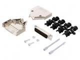 Mufă D-Sub 25 PIN tată drept pentru lipire pe cablu - Kit complet, MH CONNECTORS